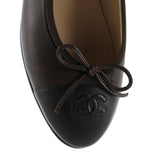 Women's CC Cap Toe Bow Ballerina Flats Leather