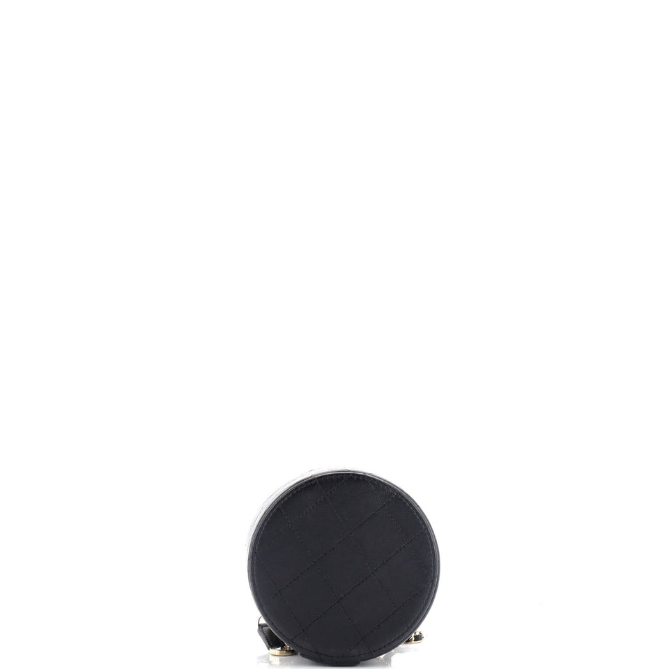 CC Round Vanity Case with Chain Quilted Lambskin Mini