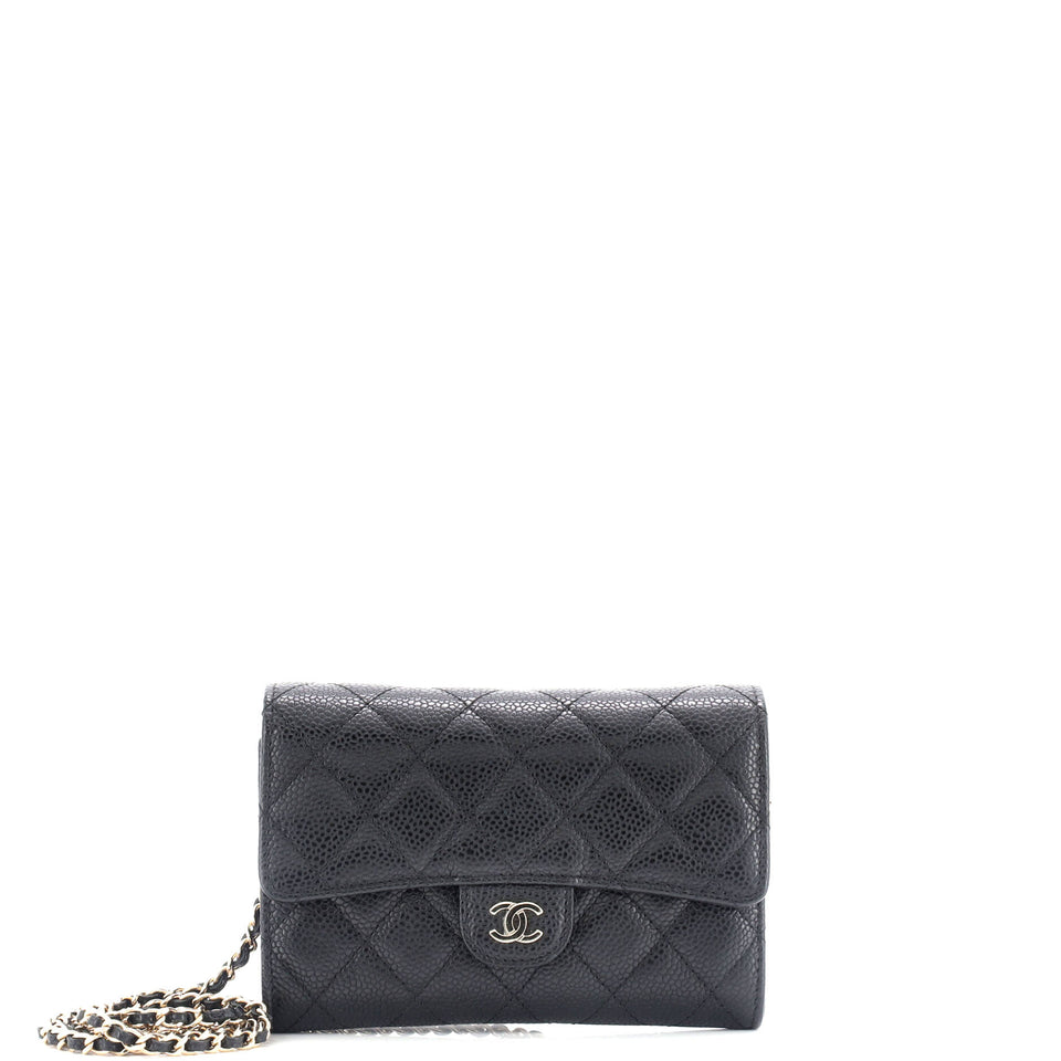 Classic Flap Wallet Crossbody Bag Quilted Caviar Mini