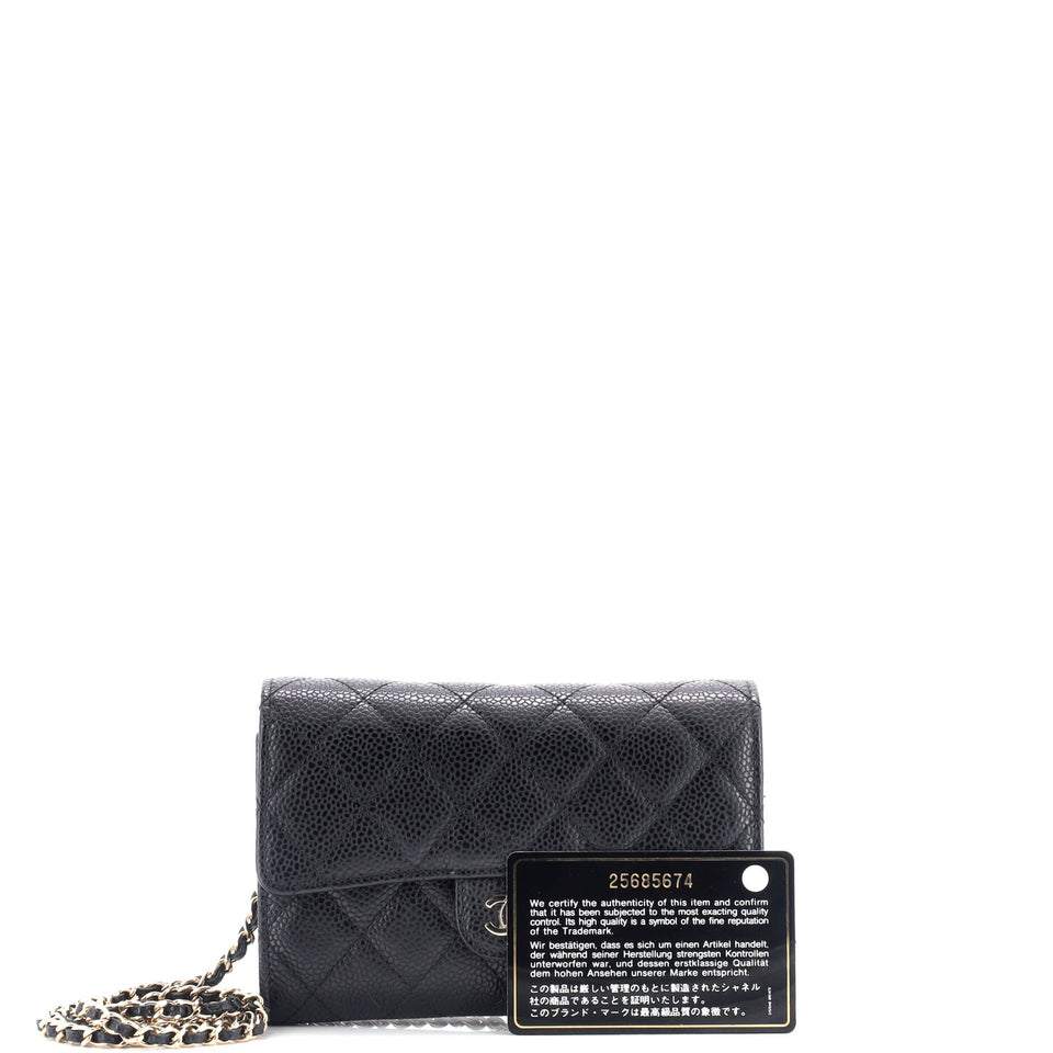 Classic Flap Wallet Crossbody Bag Quilted Caviar Mini