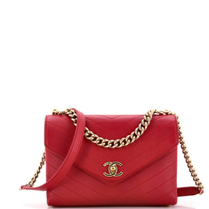 Coco Chevron Flap Bag Stitched Calfskin Small