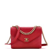 Coco Chevron Flap Bag Stitched Calfskin Small