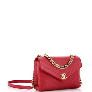 Coco Chevron Flap Bag Stitched Calfskin Small