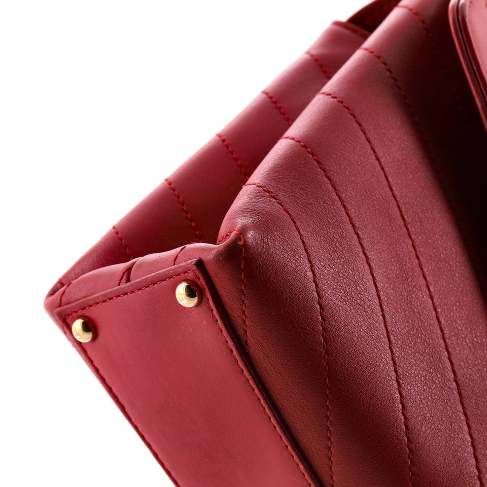 Coco Chevron Flap Bag Stitched Calfskin Small