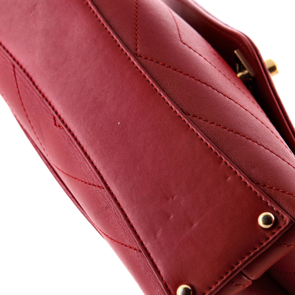 Coco Chevron Flap Bag Stitched Calfskin Small