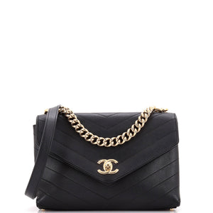 Coco Chevron Flap Bag Stitched Calfskin Small