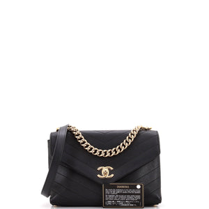 Coco Chevron Flap Bag Stitched Calfskin Small