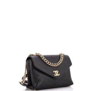 Coco Chevron Flap Bag Stitched Calfskin Small