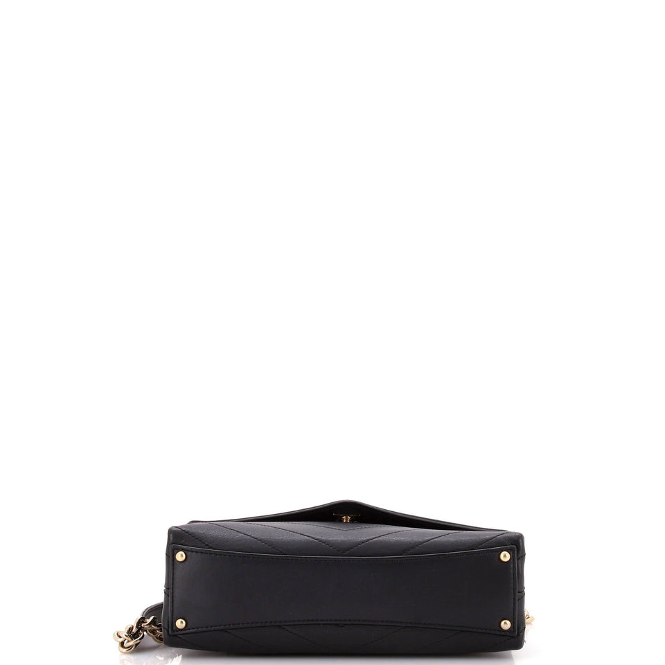 Coco Chevron Flap Bag Stitched Calfskin Small