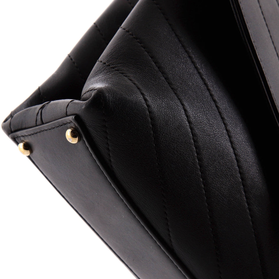 Coco Chevron Flap Bag Stitched Calfskin Small