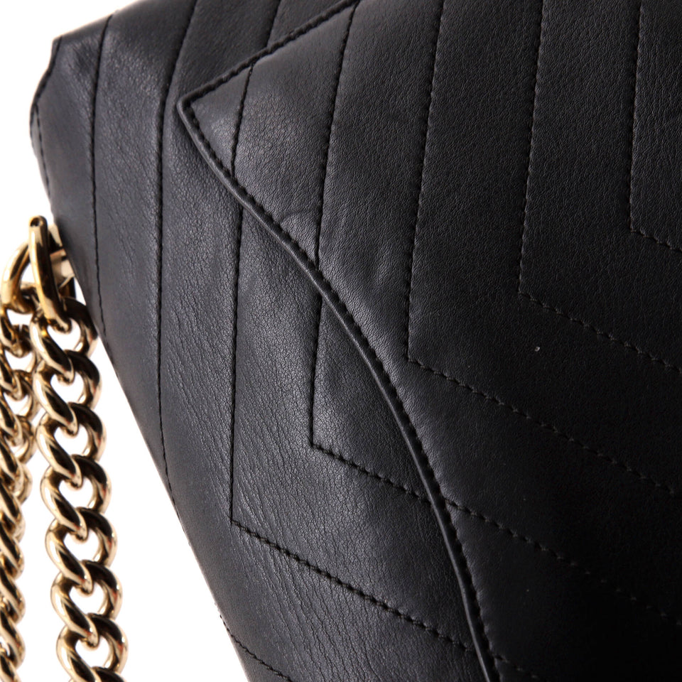Coco Chevron Flap Bag Stitched Calfskin Small