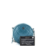 Round Clutch with Chain Quilted Iridescent Caviar Mini