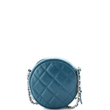 Round Clutch with Chain Quilted Iridescent Caviar Mini