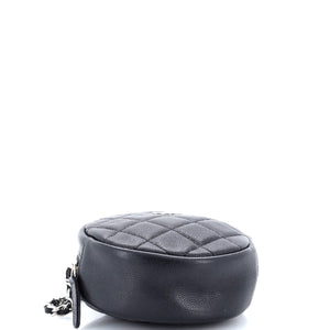 Round Clutch with Chain Quilted Iridescent Caviar Mini