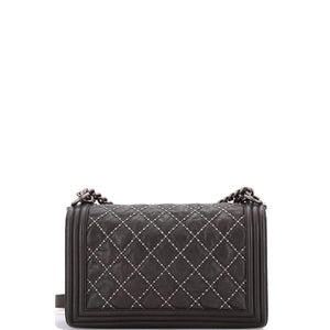 Boy Flap Bag Studded Quilted Distressed Calfskin New Medium
