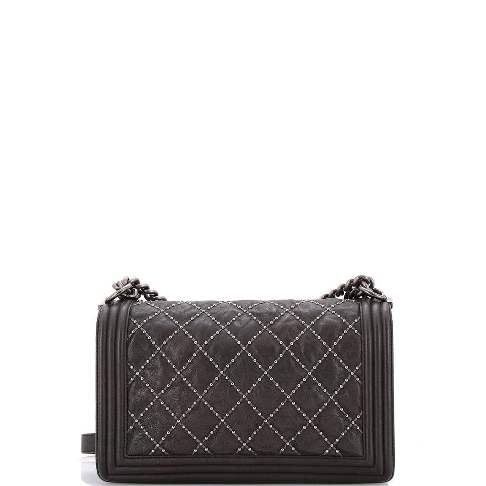 Boy Flap Bag Studded Quilted Distressed Calfskin New Medium