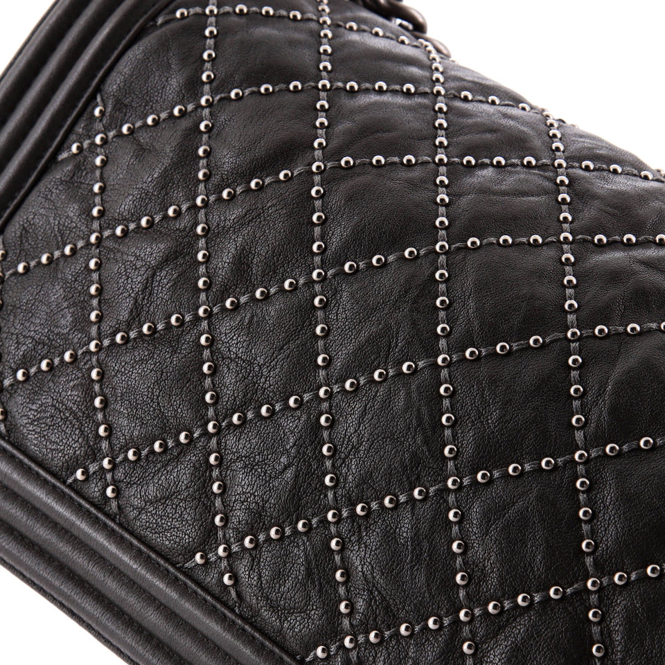 Boy Flap Bag Studded Quilted Distressed Calfskin New Medium