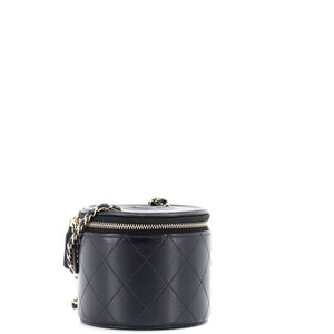CC Round Vanity Case with Chain Quilted Lambskin Mini