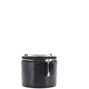 CC Round Vanity Case with Chain Quilted Lambskin Mini
