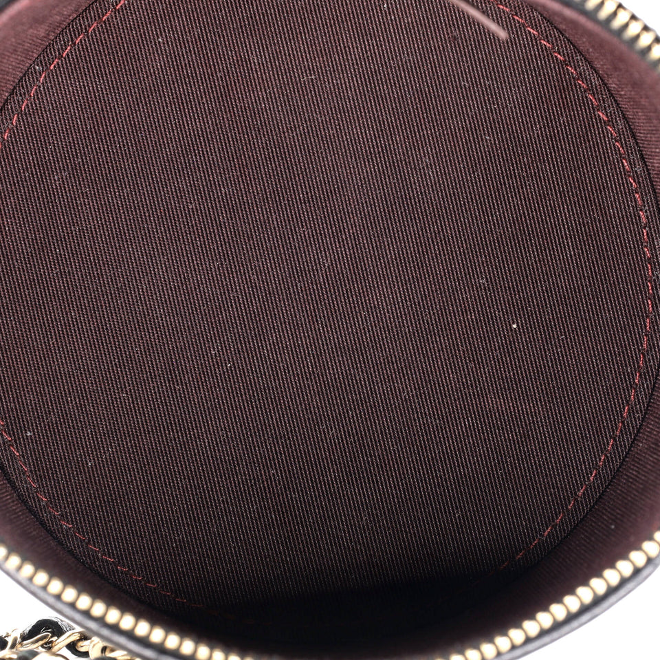 CC Round Vanity Case with Chain Quilted Lambskin Mini