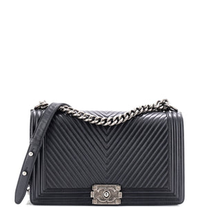Boy Flap Bag Chevron Wrinkled Lambskin New Medium