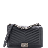 Boy Flap Bag Chevron Wrinkled Lambskin New Medium