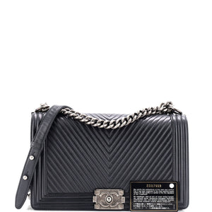 Boy Flap Bag Chevron Wrinkled Lambskin New Medium