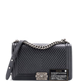 Boy Flap Bag Chevron Wrinkled Lambskin New Medium