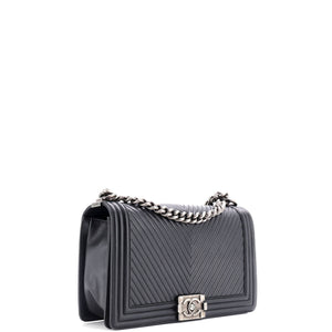 Boy Flap Bag Chevron Wrinkled Lambskin New Medium