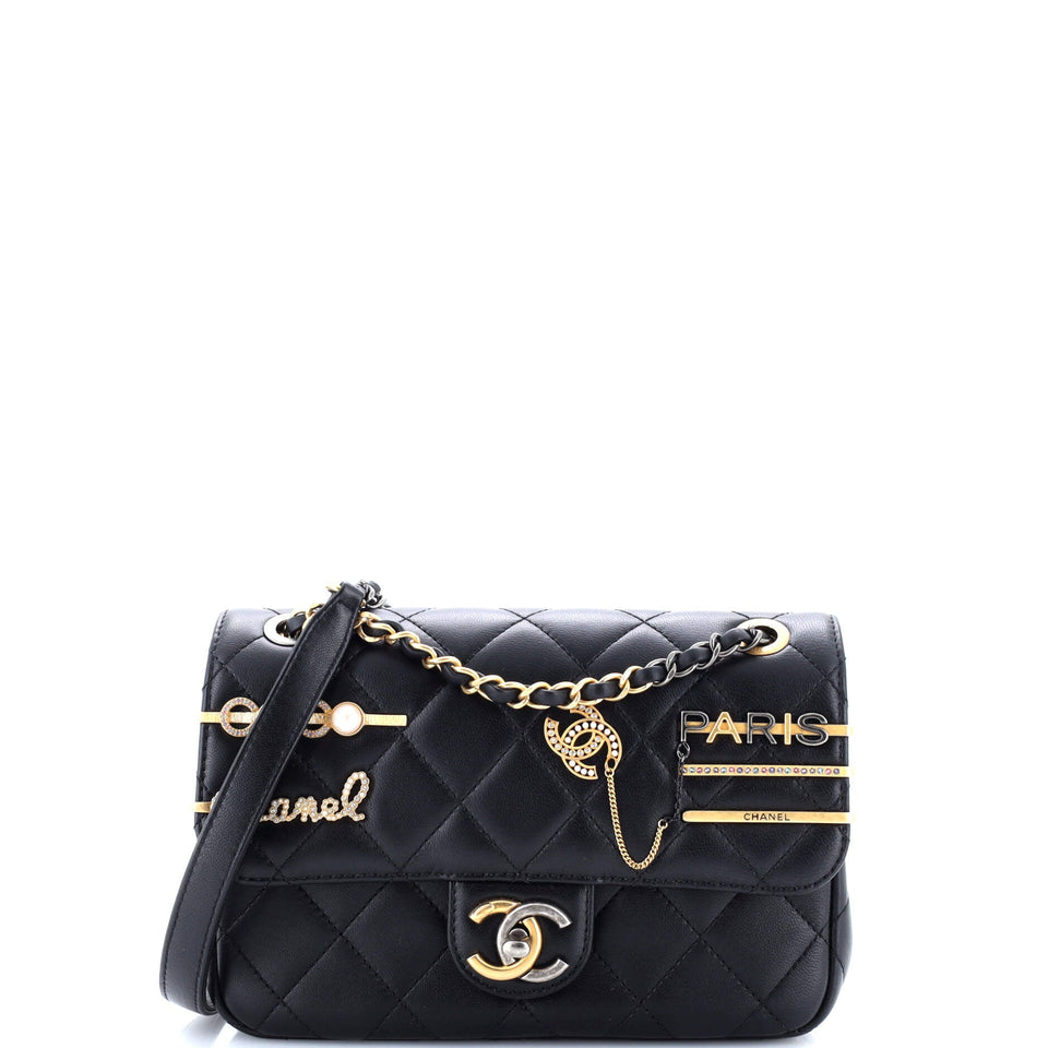 Coco Clips Flap Bag Embellished Quilted Lambskin Small