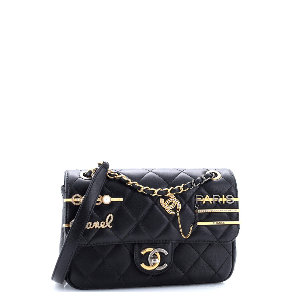 Coco Clips Flap Bag Embellished Quilted Lambskin Small