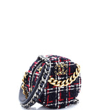 19 Round Clutch with Chain Quilted Tweed