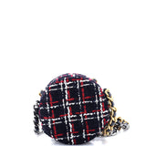19 Round Clutch with Chain Quilted Tweed