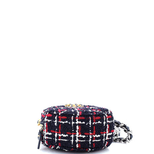 19 Round Clutch with Chain Quilted Tweed