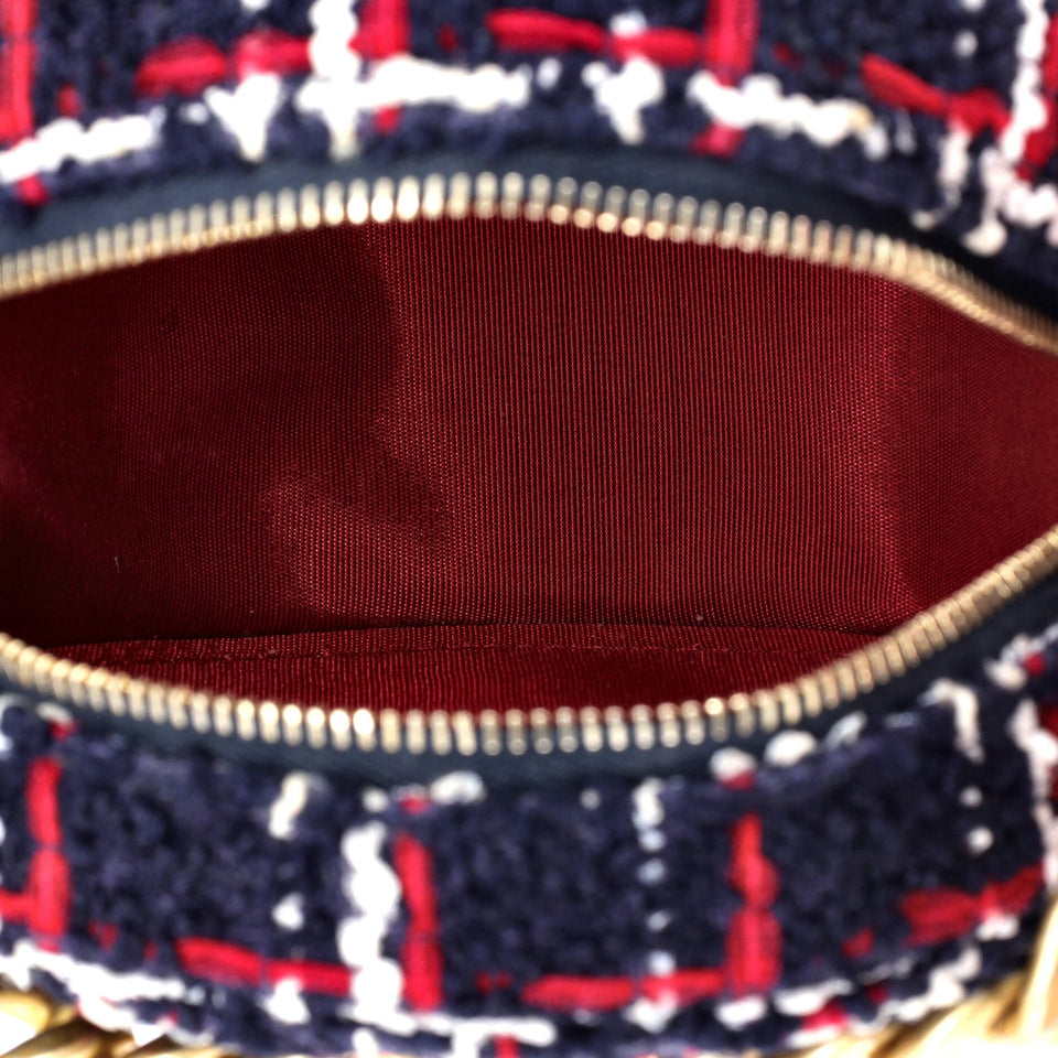 19 Round Clutch with Chain Quilted Tweed