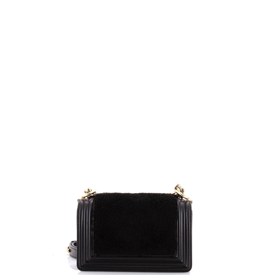 Boy Flap Bag Shearling with Leather Small