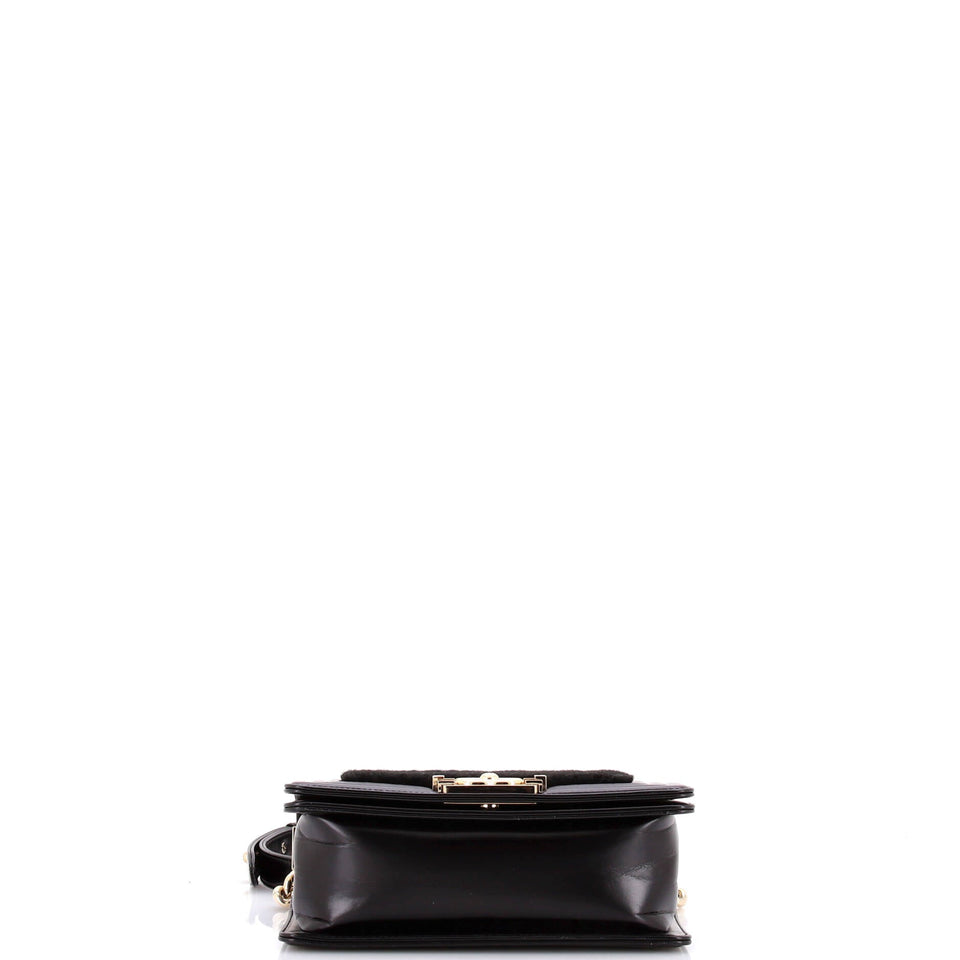 Boy Flap Bag Shearling with Leather Small