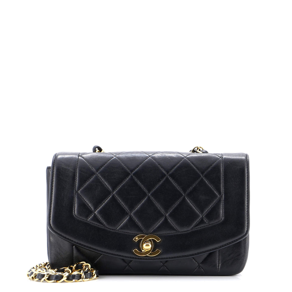 Vintage Diana Flap Bag Quilted Lambskin Small