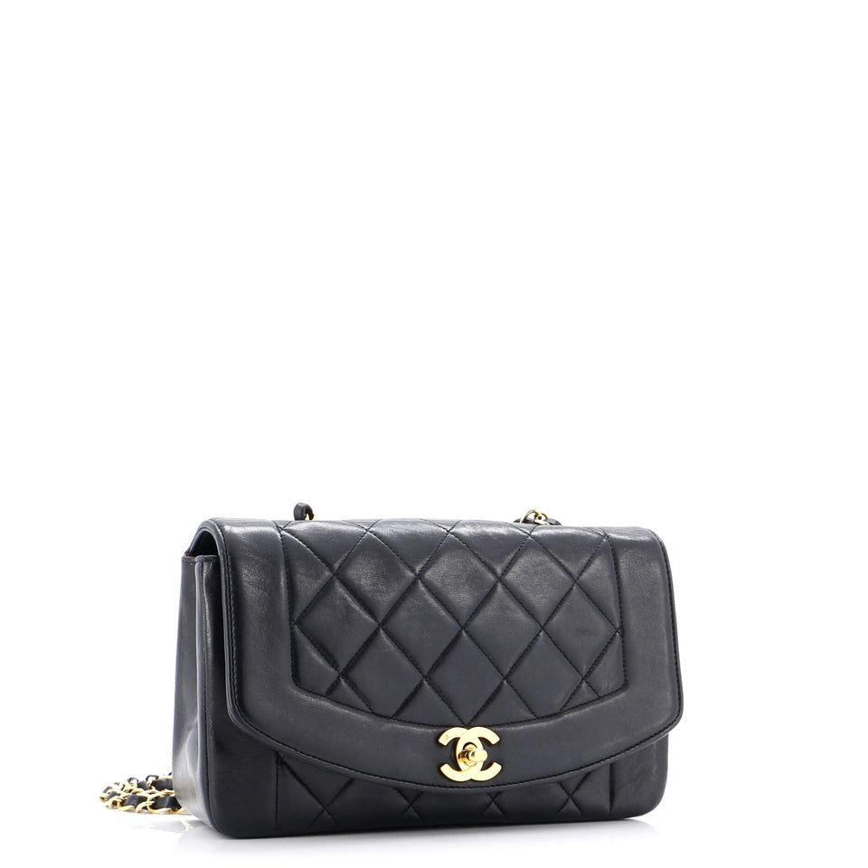 Vintage Diana Flap Bag Quilted Lambskin Small