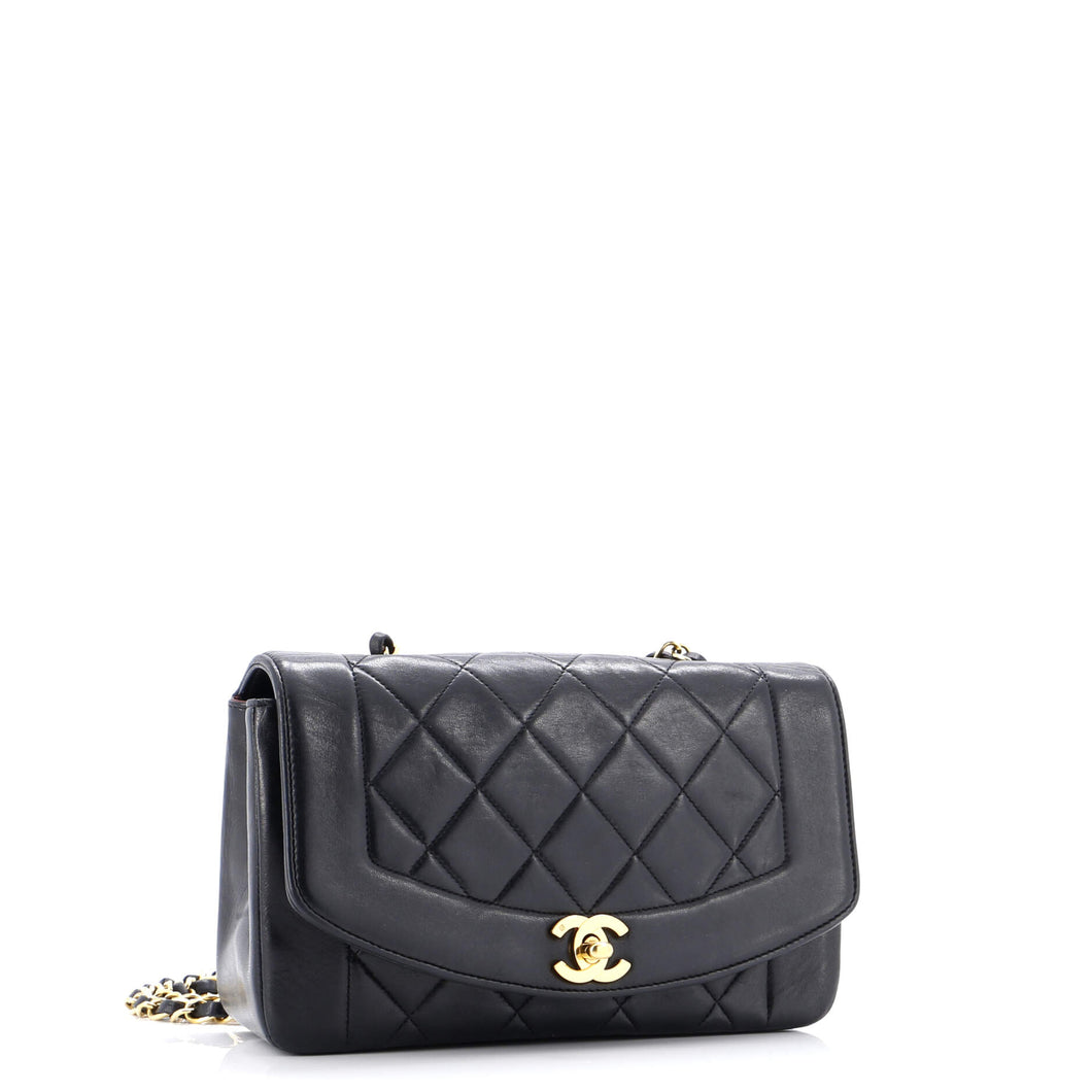 Vintage Diana Flap Bag Quilted Lambskin Small