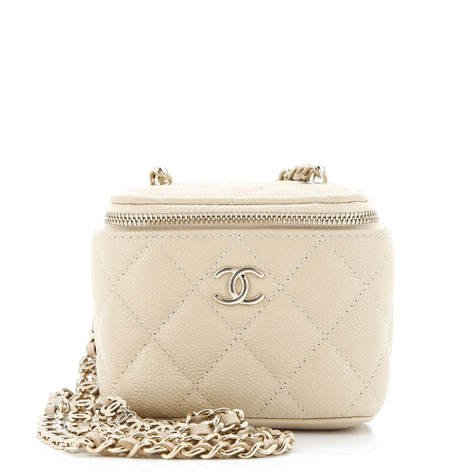 Classic Vanity Case with Chain Quilted Caviar Mini