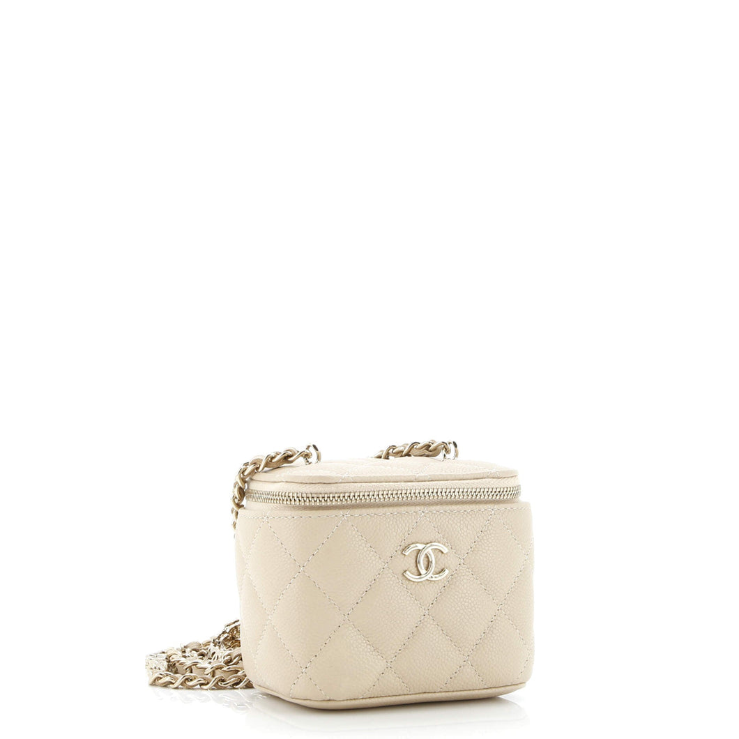 Classic Vanity Case with Chain Quilted Caviar Mini