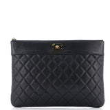 Mademoiselle Vintage O Case Clutch Quilted Sheepskin Medium