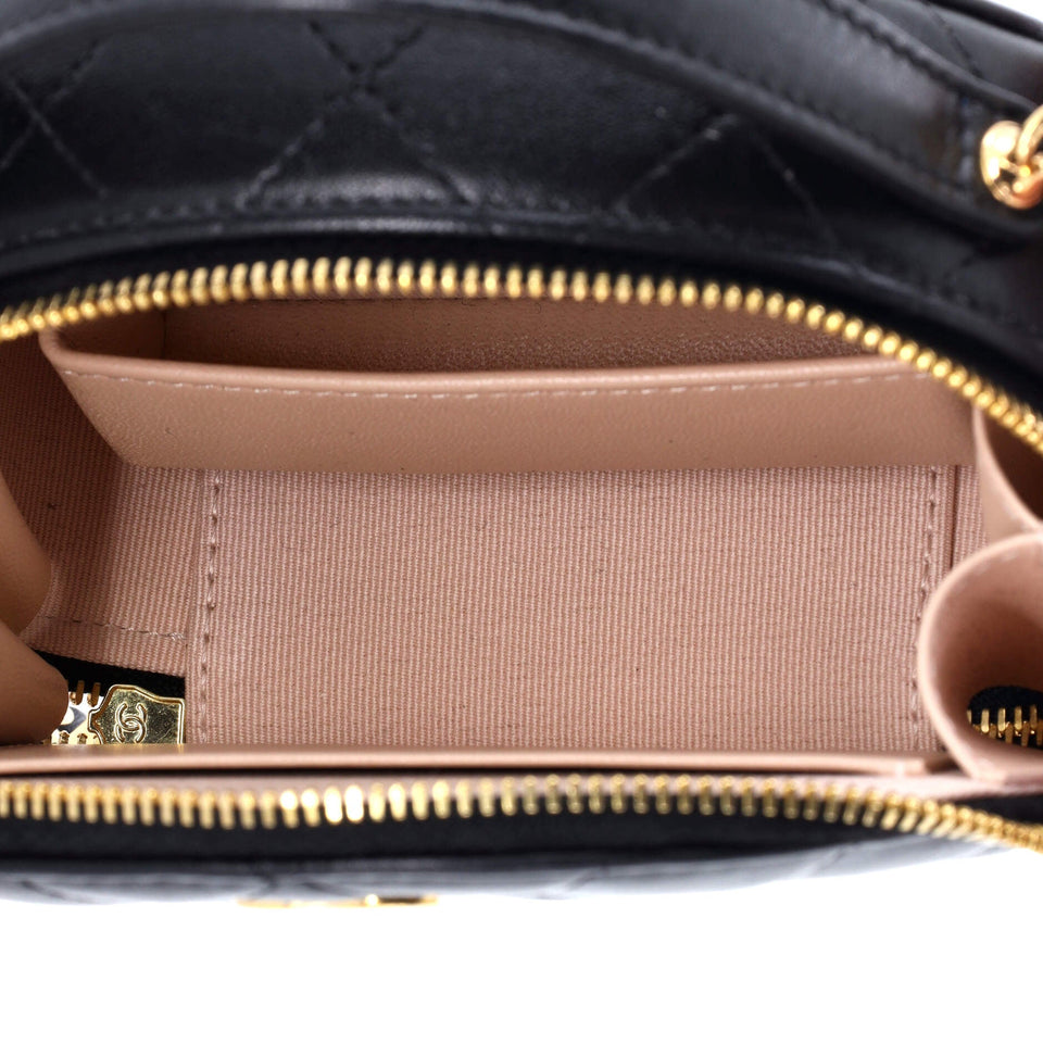 Chic Riviera Vanity Case with Chain Quilted Lambskin Mini