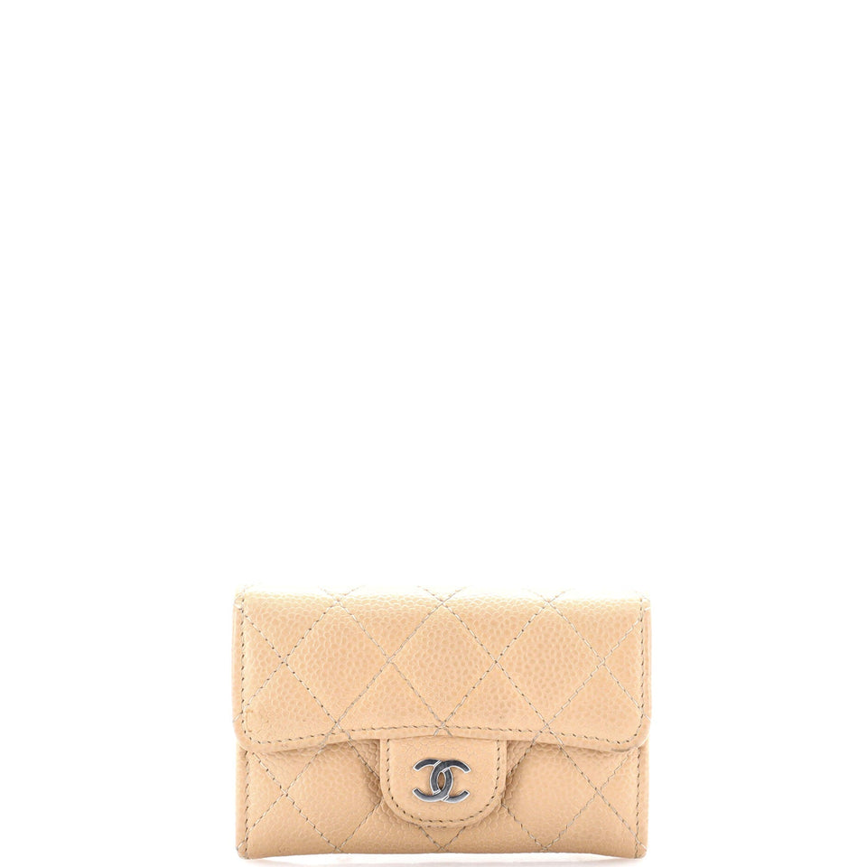 Classic Flap Card Holder Quilted Caviar