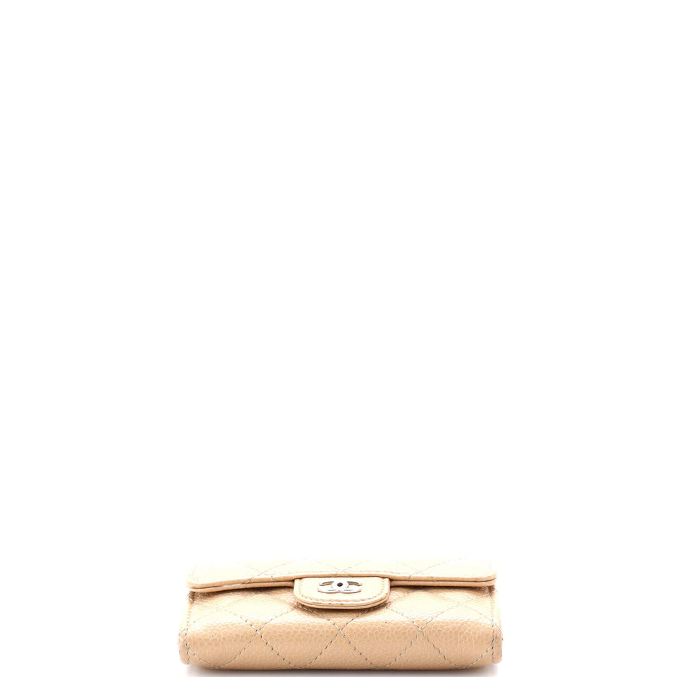 Classic Flap Card Holder Quilted Caviar