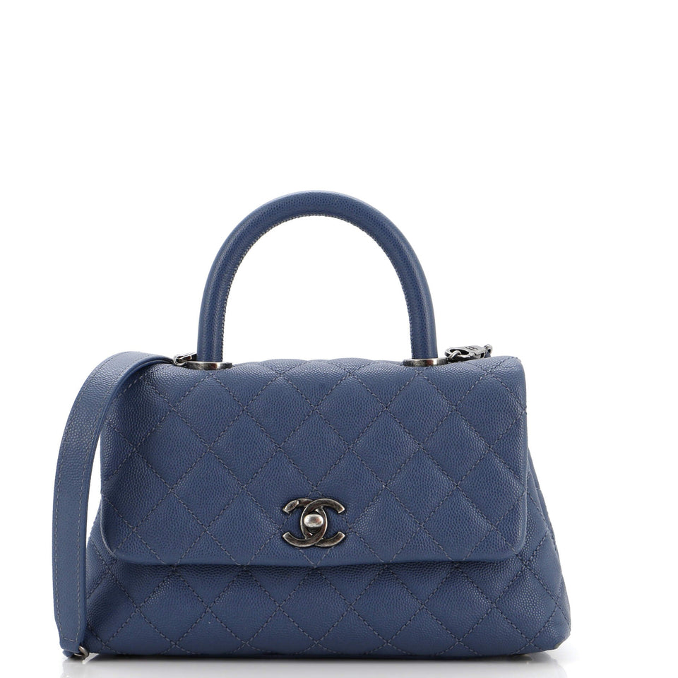 Coco Top Handle Bag Quilted Caviar Mini