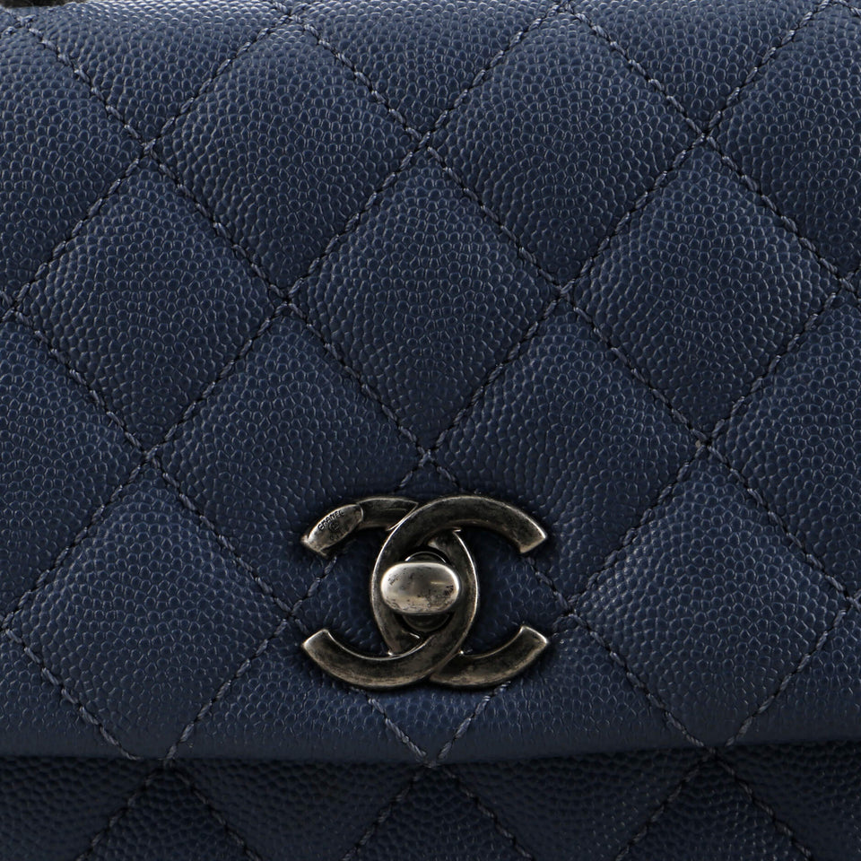 Coco Top Handle Bag Quilted Caviar Mini