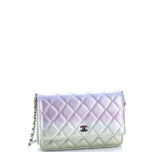 Wallet on Chain Quilted Gradient Metallic Calfskin with Gradient Hardware