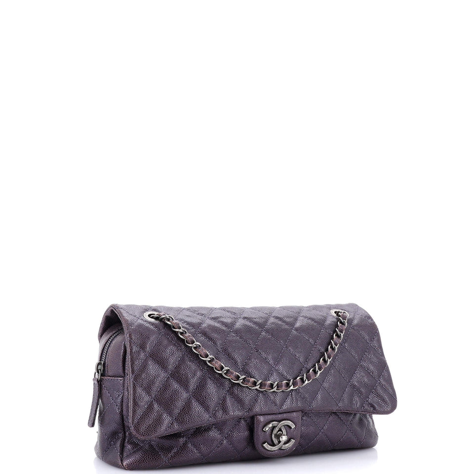 Easy Flap Bag Quilted Caviar Large